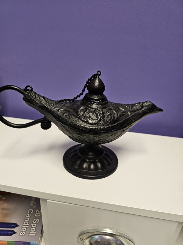 Black Genie Style Accent Wishing Vessel, Metal, Cast Iron, Antique!