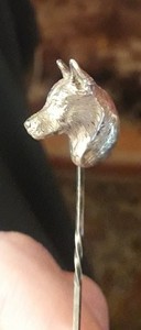 HEAD OF SCHIPPERKE METAL STICKPIN POSSIBLY SILVER
