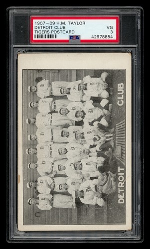 1907-09 H.M.Taylor Tigers Postcard: Detroit Club Ty Cobb Rookie PC PSA 3 VG