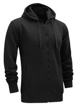 Mens Full-Zip Hooded Fleece Sweatshirt Plain Workwear Casual Jumper SweaterS-3XL