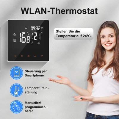 WiFi Smart Thermostat Raumthermostat Heizungssteuerung Fußbodenheizung 16A WLAN