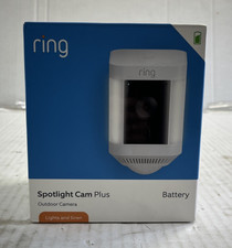 Ring Spotlight Cam Plus Battery Powered Outdoor Camera Lights and Siren White