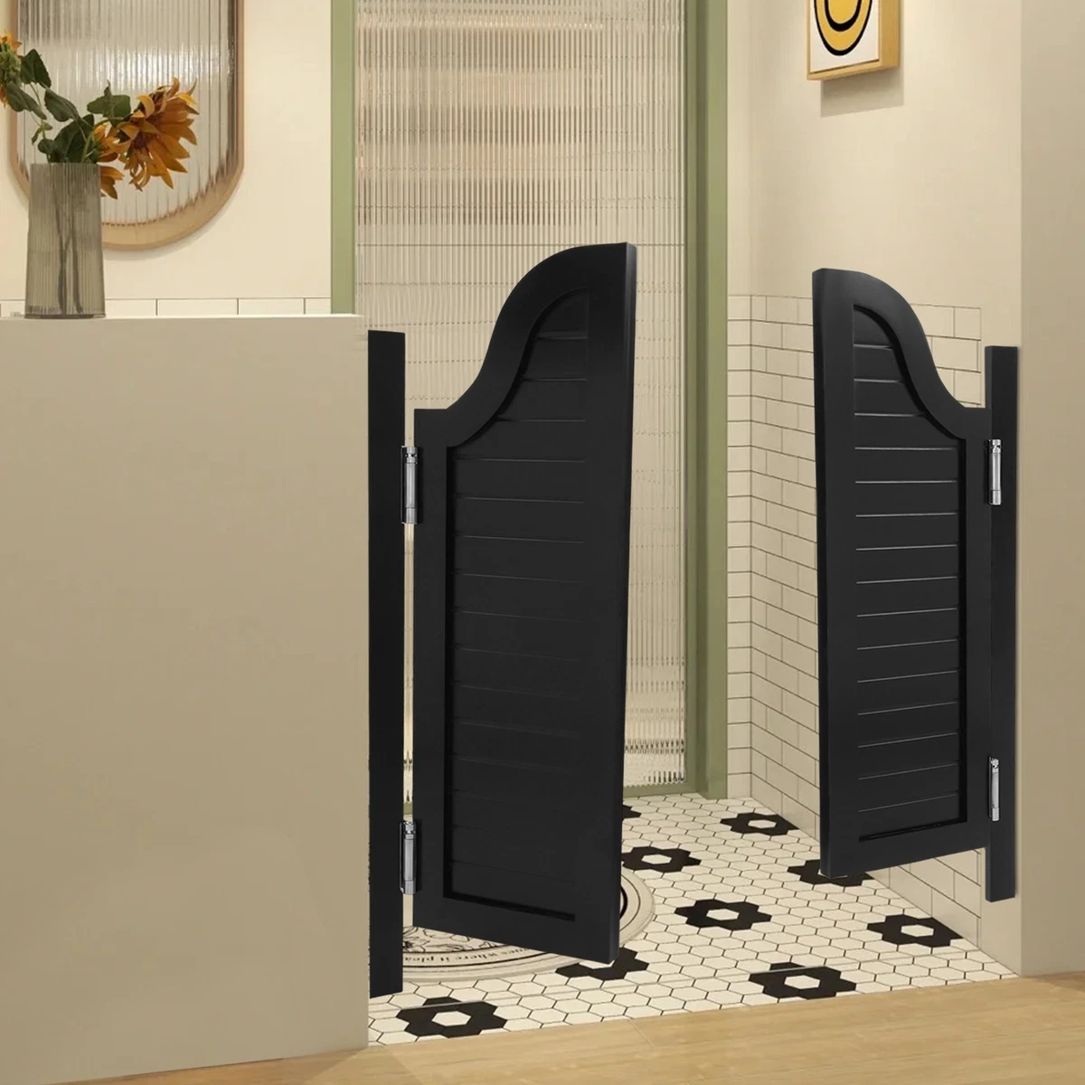 Puerta doble oscilante 180° puerta divisoria de madera retro barra de café media cintura