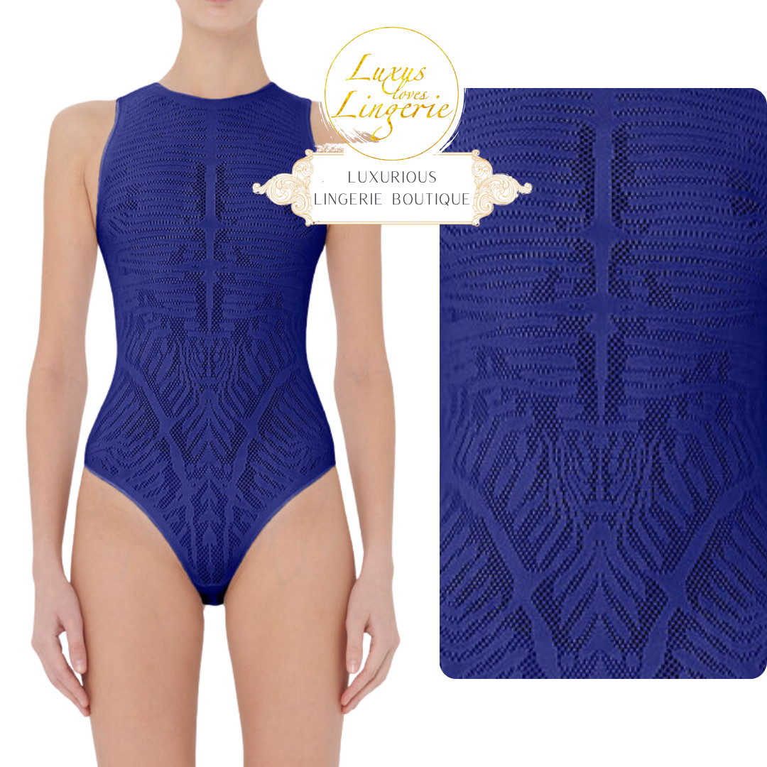 Zebra Net String Body By Wolford S Blue Ray Blue Net Stripes Semi Transparent