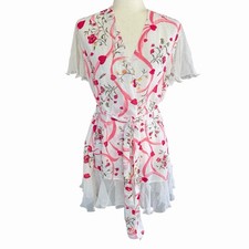 Vtg 80s Victoria's Secret Floral Heart Robe Pink Coquette Feminine One Size