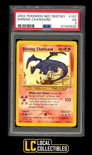 Shining Charizard 107/105 Secret Rare 2002 Neo Destiny Unlimited PSA 3 VG