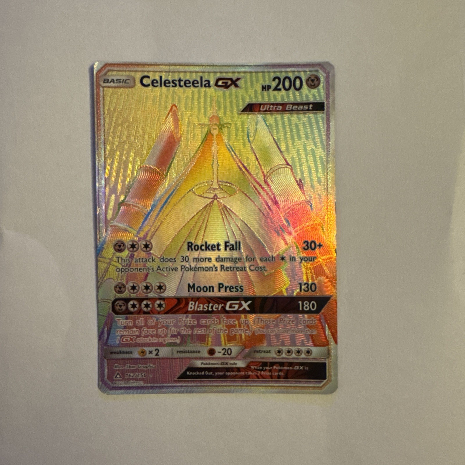 Pokémon Card Celesteela GX SM Ultra Prism 162 Holo Secret Rare Rainbow NM