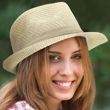 Women's Summer Beach Hat Wide Brim Cap Sun Knit Floppy Folding Hat Breathable