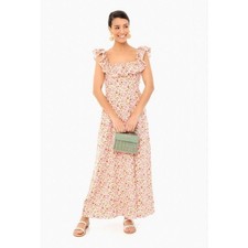 OPT Floral Ruffle Strap Maxi Dress Linen Blend Cottagecore Prairie Small