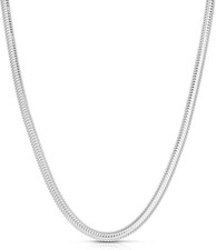 18", 3mm, Real Solid 925 Sterl. Silver Round Snake Chain Necklace Made in Italy