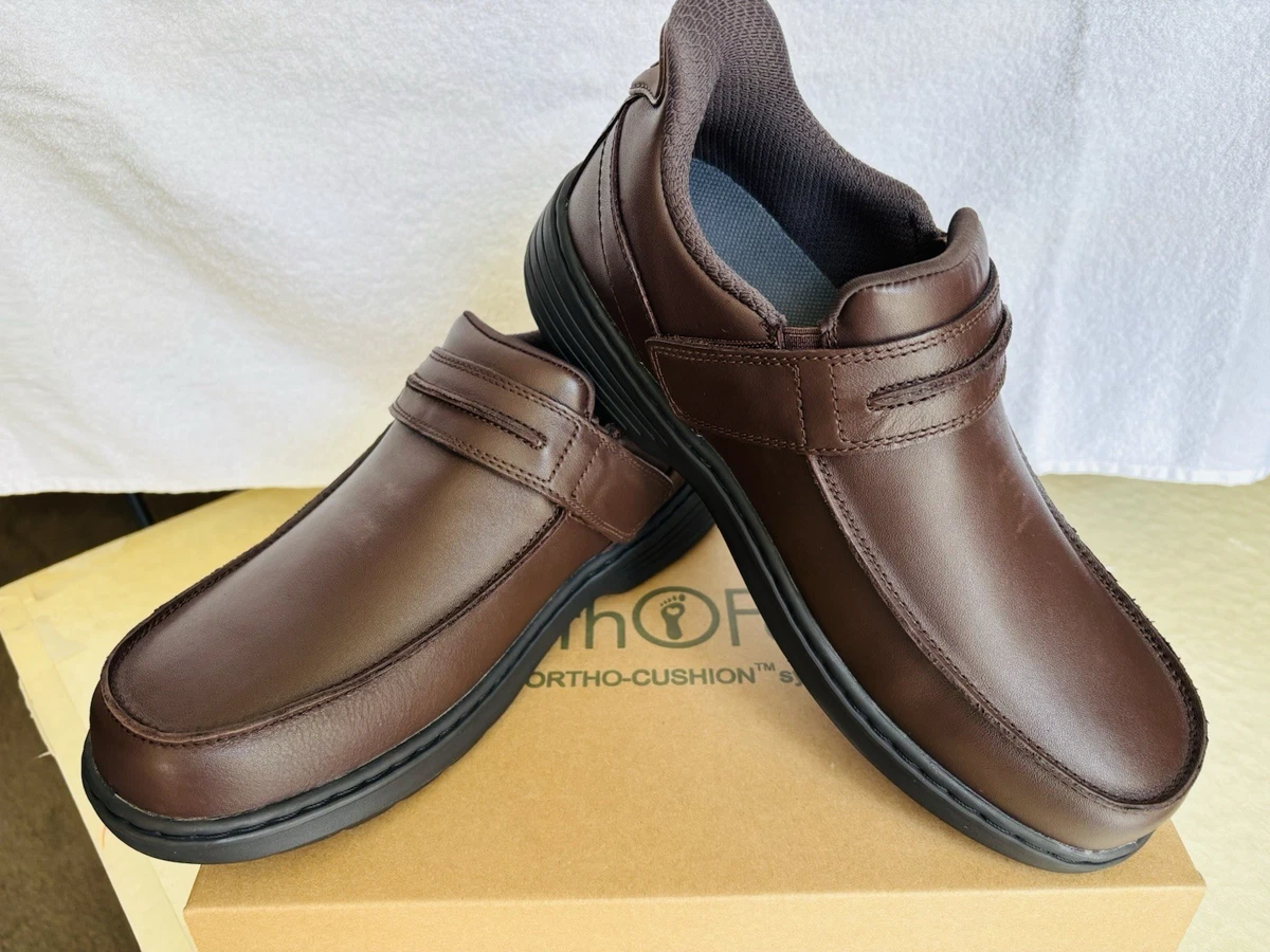 Orthofeet Solid Leather Upper Casual Shoes for Men for sale  display picture 1