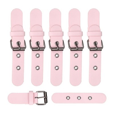 6Pcs Leather Snap Buckle Lock, 4.3''-5.5'' Sew on Toggle Closure, Pink/Gunmetal