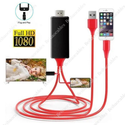 HDMI Mirroring AV Cable Phone to TV HDTV Adapter 1080P for iPhone 14 13 12 11 XR