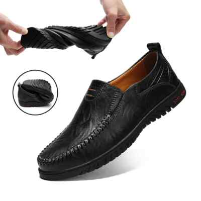 Genuine Leather Lofers Men's Slip on Shoes Outdoor Casual Moccasins Driving Shoe