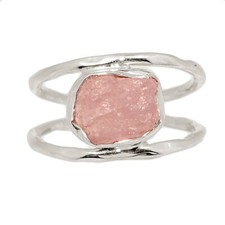 Natural Rose Quartz - Madagascar 925 Sterling Silver Ring Jewelry s.8 CR73069