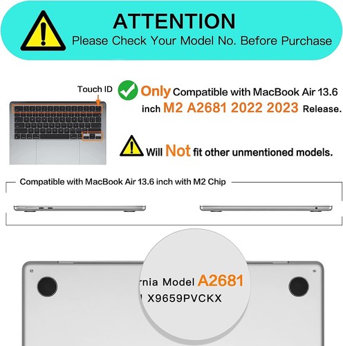 Funda rígida de plástico para MacBook Air cubierta de 13,6 pulgadas 2022 2023 A2681 chip M2 - Imagen 15 de 20