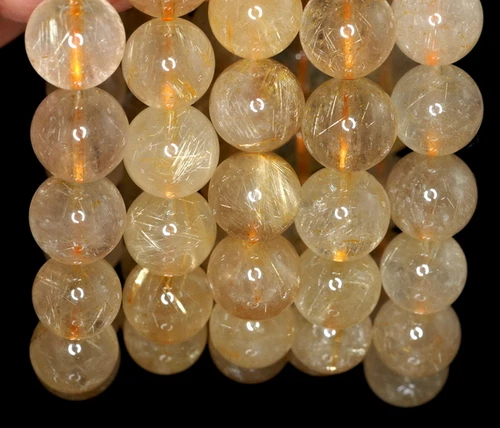 PIEDRAS PRECIOSAS DE CUARZO RUTILADAS ORO 11 MM GRADO AA REDONDAS CUENTAS SUELTAS 11 MM 7 pulgadas - Imagen 1 de 4