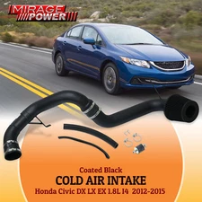 For 12-15 Honda Civic 2/4DR 1.8L Aluminum Cold Air Intake System Assembly Black