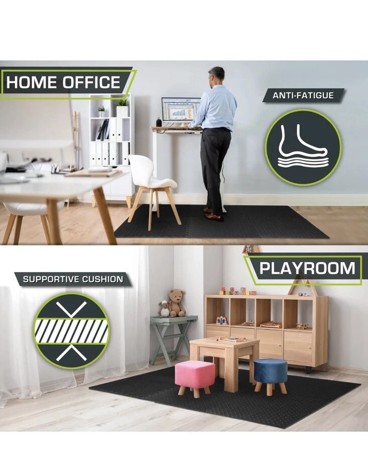 ProsourceFit Puzzle Exercise Mat, 1/2" Thick EVA Foam Interlocking Tiles - Image 3 of 4