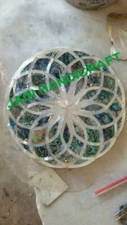12" white round Marble Table Top center coffee inlay malachite Decor p23