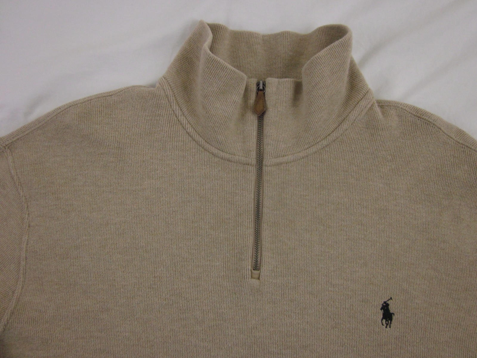 Polo Ralph Lauren Size XXL Mens Sweater Tan 1/4 Zip Moc Neck 100 Cotton Pony eBay