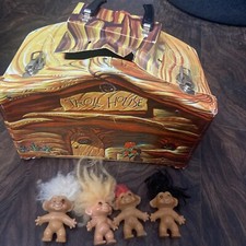 Vintage 1960s Troll House Cave Carrying Case W/ 4 Trolls Dam Double Horse Shoes