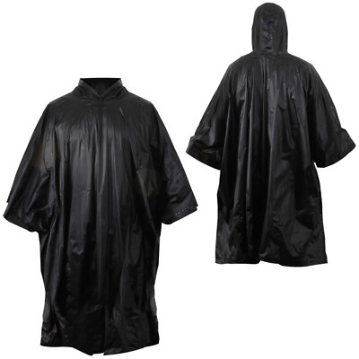 Regenponcho schwarz Regenumhang Nässeschutz Regenjacke Vinyl Poncho mit Tasche