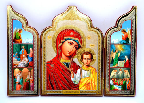 Icona Madonna di Kazan икона Богородица Казанская освящена 26x18x1 cm - Foto 1 di 1