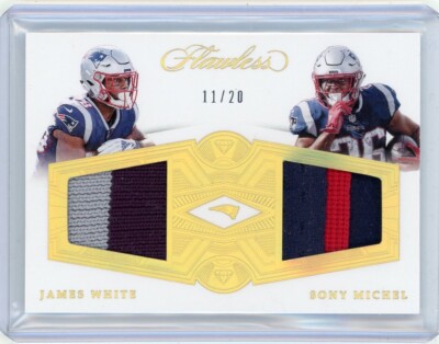 2018 Panini Flawless Dual Patch Relic #DD-WM James White Sony Michel 11/20