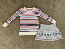 Gymboree girls set: sweater and skirt jacquard 100 cotton multicolored Size 4
