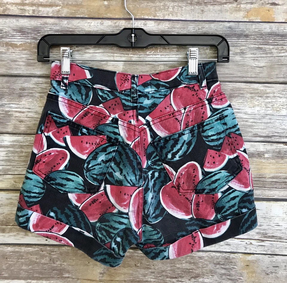 American Apparel High Waisted Denim Shorts Watermelon Print 26/27 - Image 4 of 4