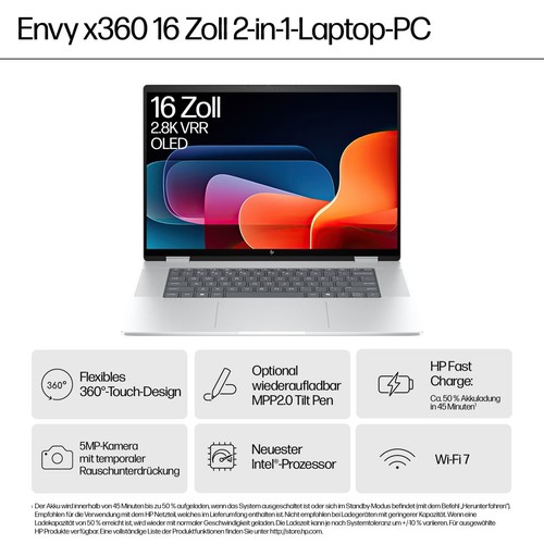 HP ENVY x360 16-ac0177ng, Intel Core Ultra 7, 40,6 cm (16"), 2880 x 1800 Pixel, - Bild 5 von 12