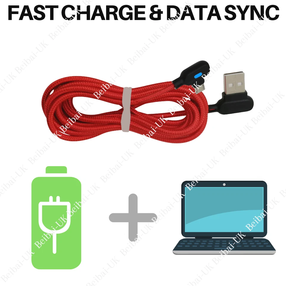 3Pack 90 Degree Elbow Micro USB Cable Braided Charger for Android Samsung 3/6 Ft - Image 3 of 4