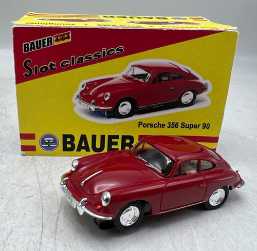 Bauer Germany Ho Slot Car 6022 Burgundy Porsche 356 Super 90 w/ Tjet Chassis
