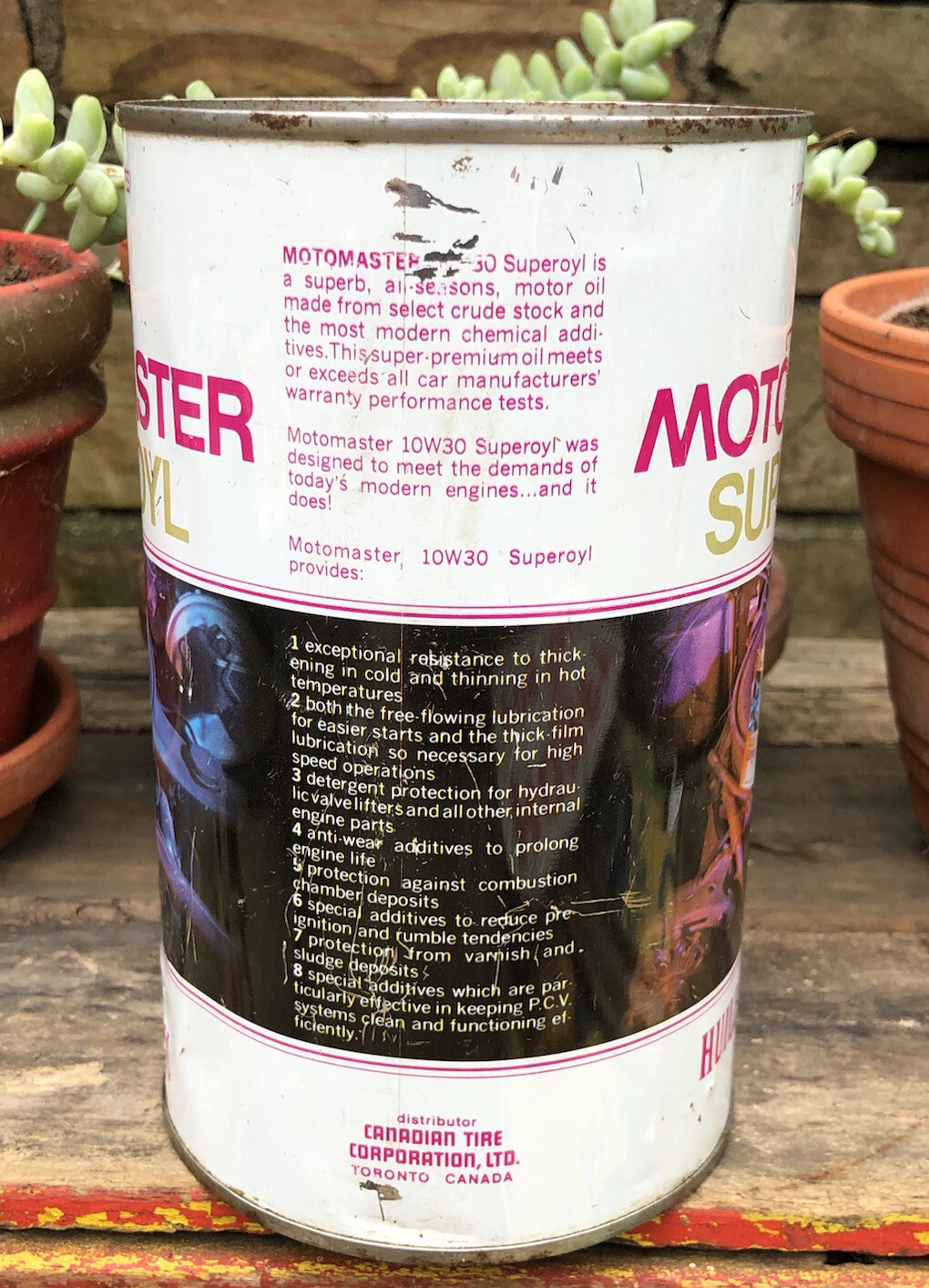 Vtg Motomaster Superoyl Motor Oil 1 Quart Oil Can Imperial Tin Motor ...