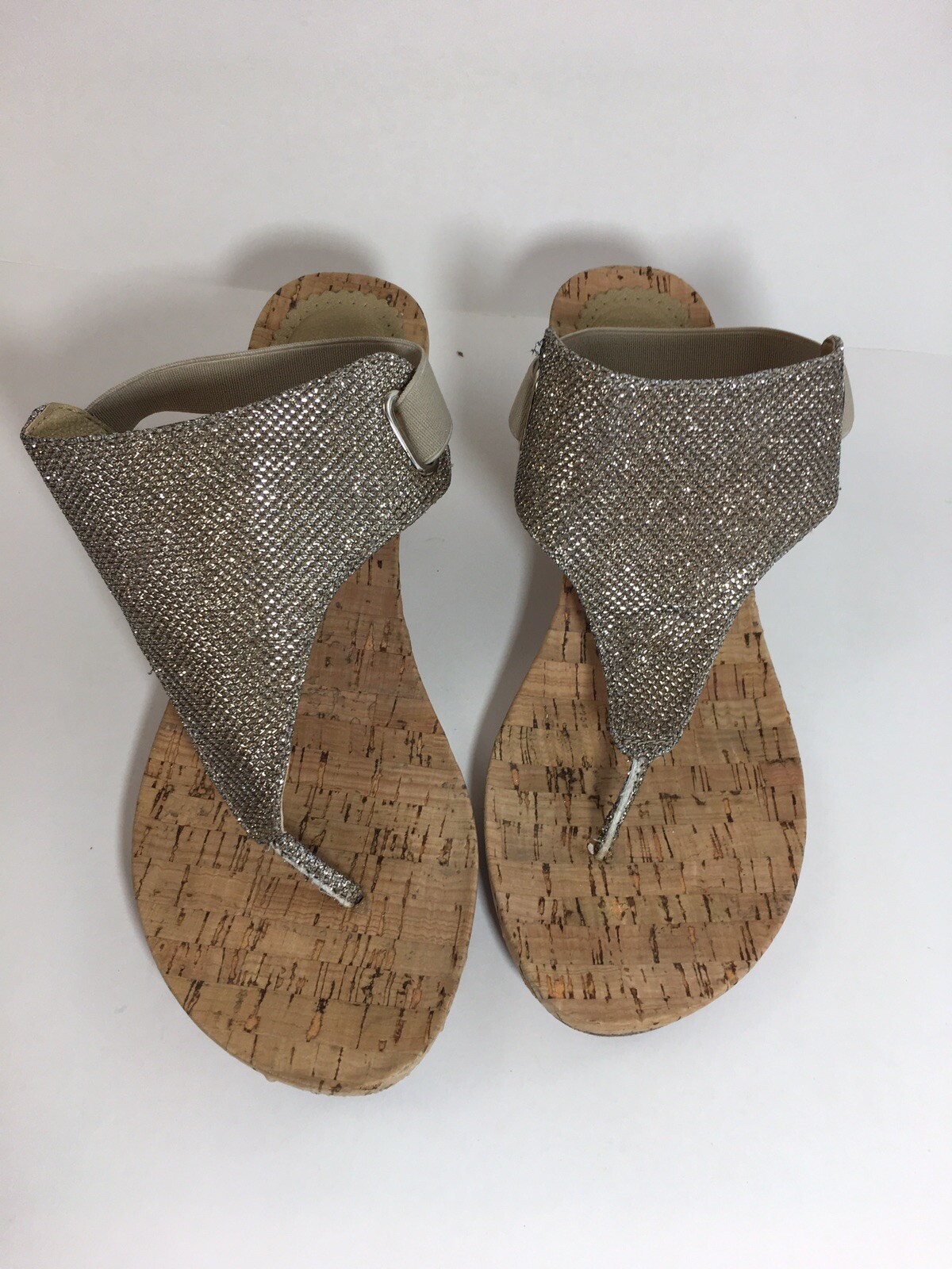 White Mountain Cork Heel Gold Strappy Ladies Size 9M … Gem