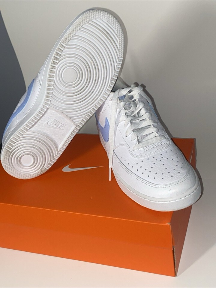 Nike Women's Size 11 Court Vision Low Shoes Sneakers White Royal Tint