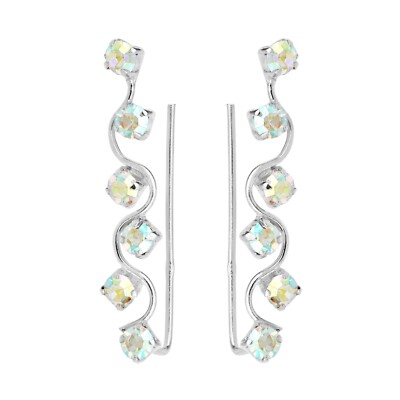 Twinkling Cubic Zirconia Gemstones on Sterling Silver Crawler Earrings