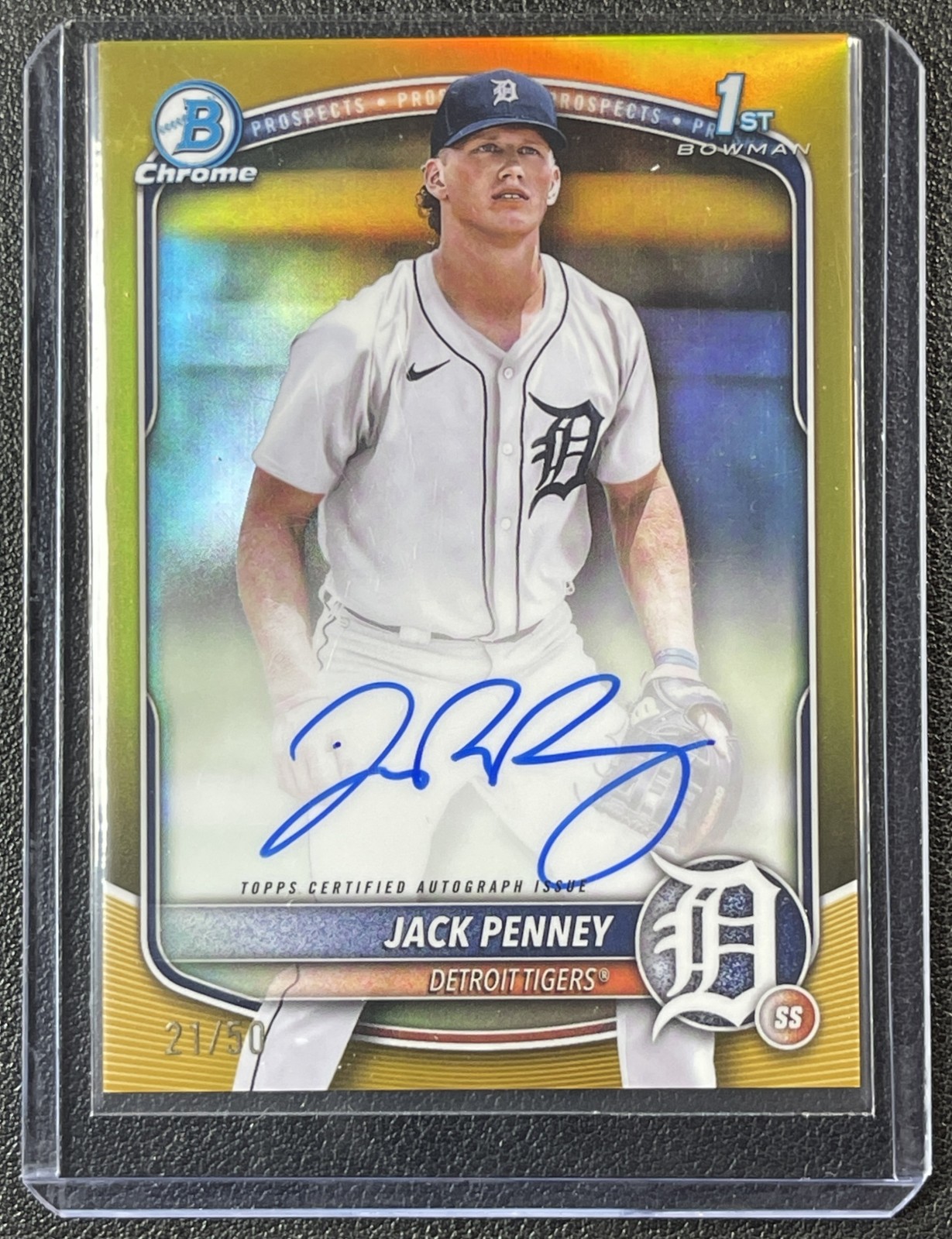 JACK PENNEY 2025 BOWMAN CHROME #CPA-JPY GOLD REFRACTOR AUTO 1ST PROSPECT 21/50