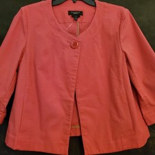 NWT Talbots Stretch Size 10, One-Button Summer Blazer Jacket Crop Pockets Mauve
