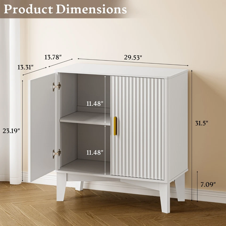 Буфет буфетный шкаф с местом для хранения, 29 дюймов рифленый шкаф для хранения на кухне - Изображение 3 из 4