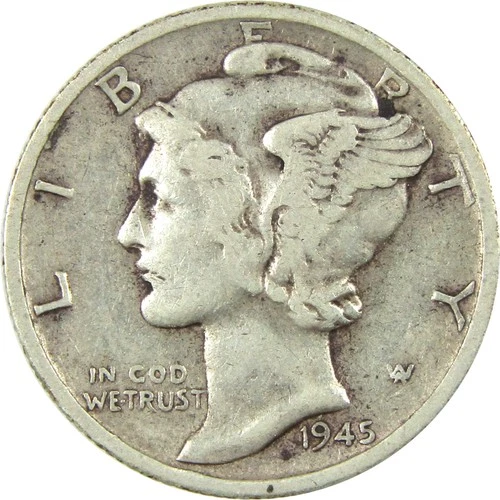 1945 S Micro S Mercury Silver Dime VF Very Fine 10c Coin SKU:I24636