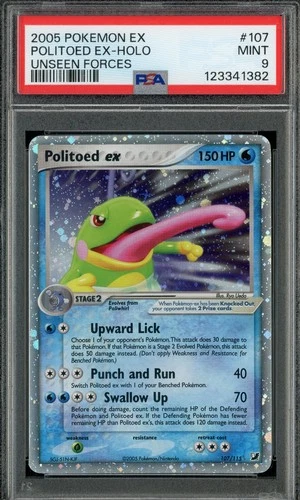 2005 POKEMON EX UNSEEN FORCES #107 POLITOED EX-HOLO PSA 9
