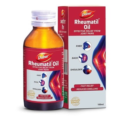 Da-bur Rheumatil Oil Relief from Knee Back Shoulders Joint Paiin Swelling 100 ml