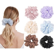 4 Packs Soft Oversized Scrunchies - Jumbo Organza, Summer Big, Large Giant Ch...