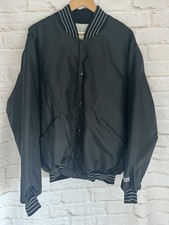 Vintage DeLong Bomber Jacket Men’s XL Black USA Made Palmer Alaska Lou Jacks Bar