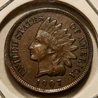 1907 Indian Head Cent - XF - Bold Liberty, 3 Diamonds (1 Bold, 2 Faint)
