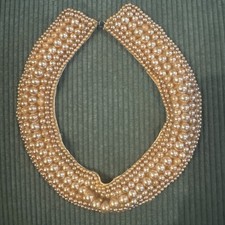 Vintage 1950's 7 Row Champange Faux Pearl Collar Blouse Enhancer