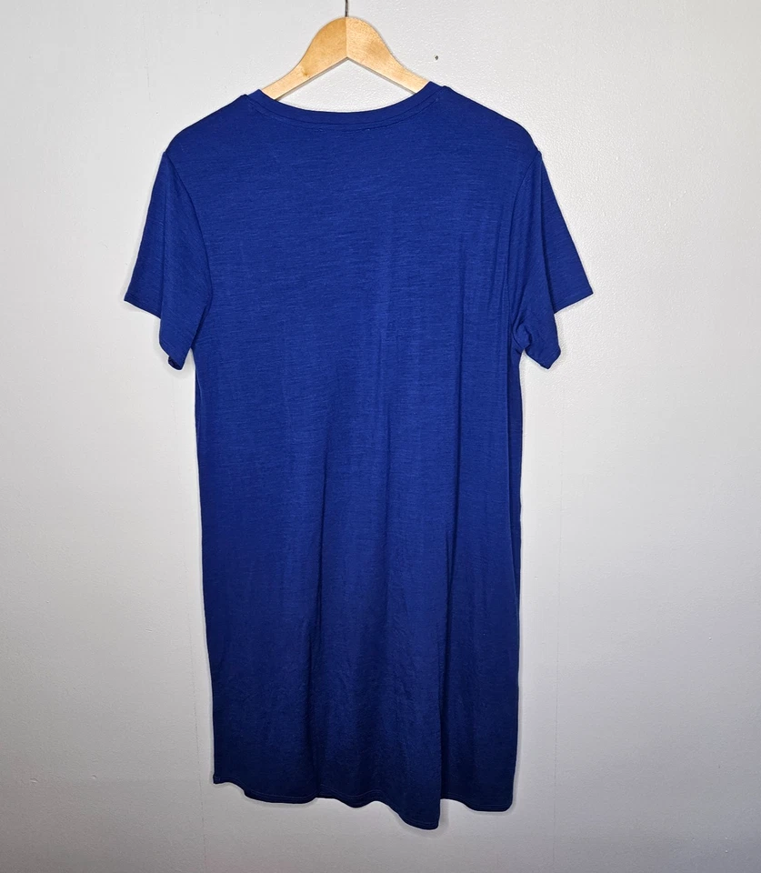 UNBOUND MERINO T-Shirt Dress Large Blue Chest Pocket Short Sleeve Light Fast Dry - Image 4 of 4