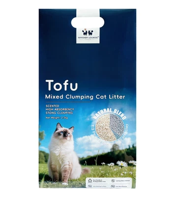 WHISKER LOUNGE LONDON Tofu Clumping Cat Litter – Bentonite Blend, Dust-Free，2.3kg